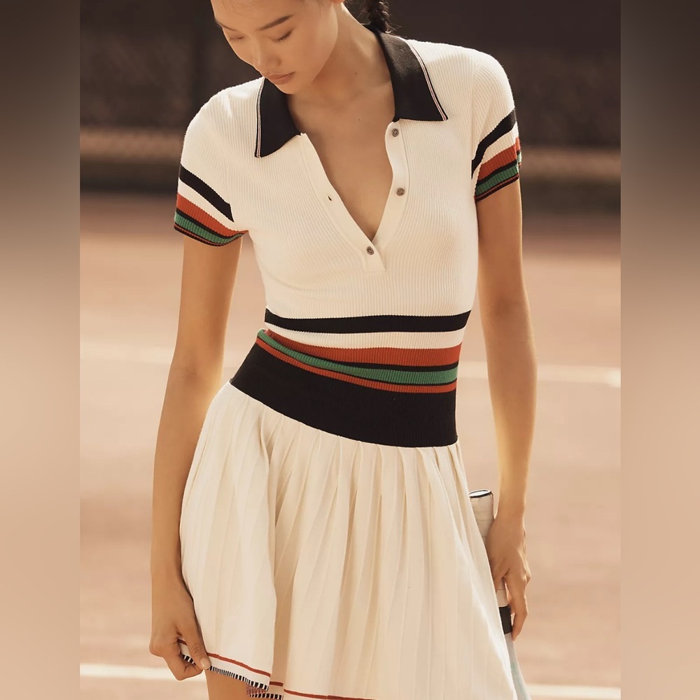 NWT Daily Practice Check Mark Polo Knit Mini Dress  Size Medium